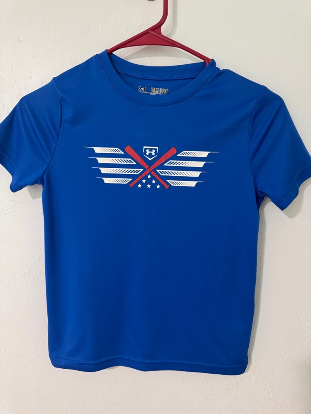 Under Armour Royal Blue Short-Sleeve Graphic Tee with White & Red Accent